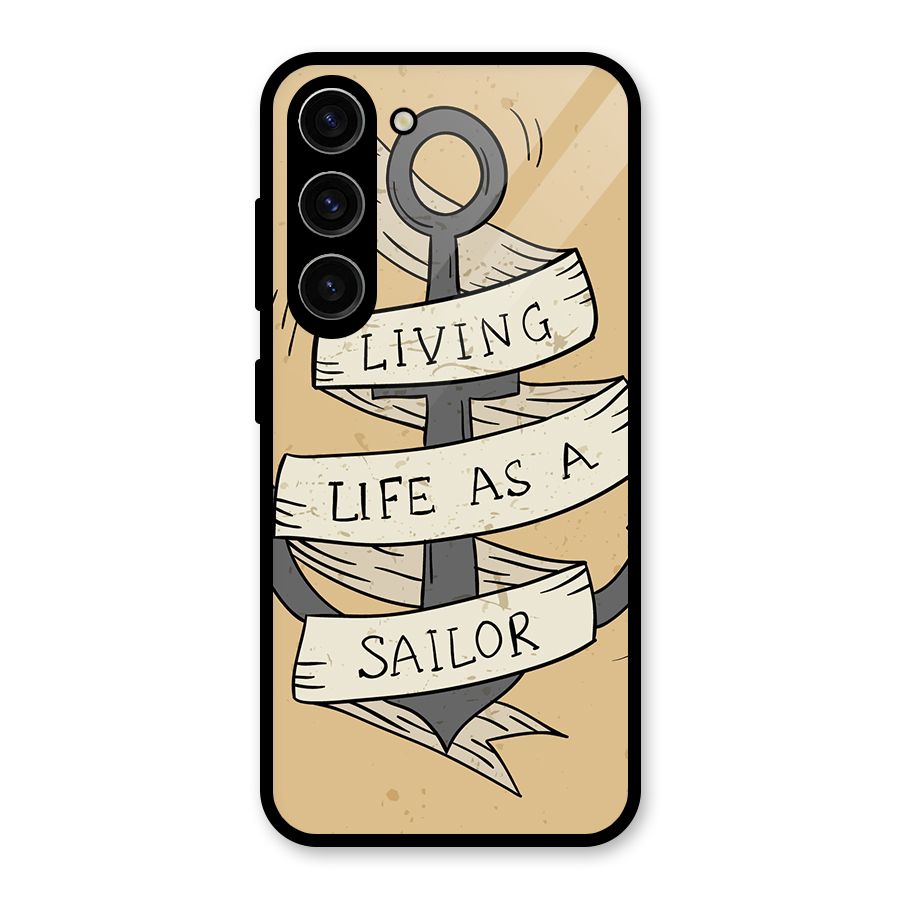 Old School Anchor Glass Back Case for Galaxy S23