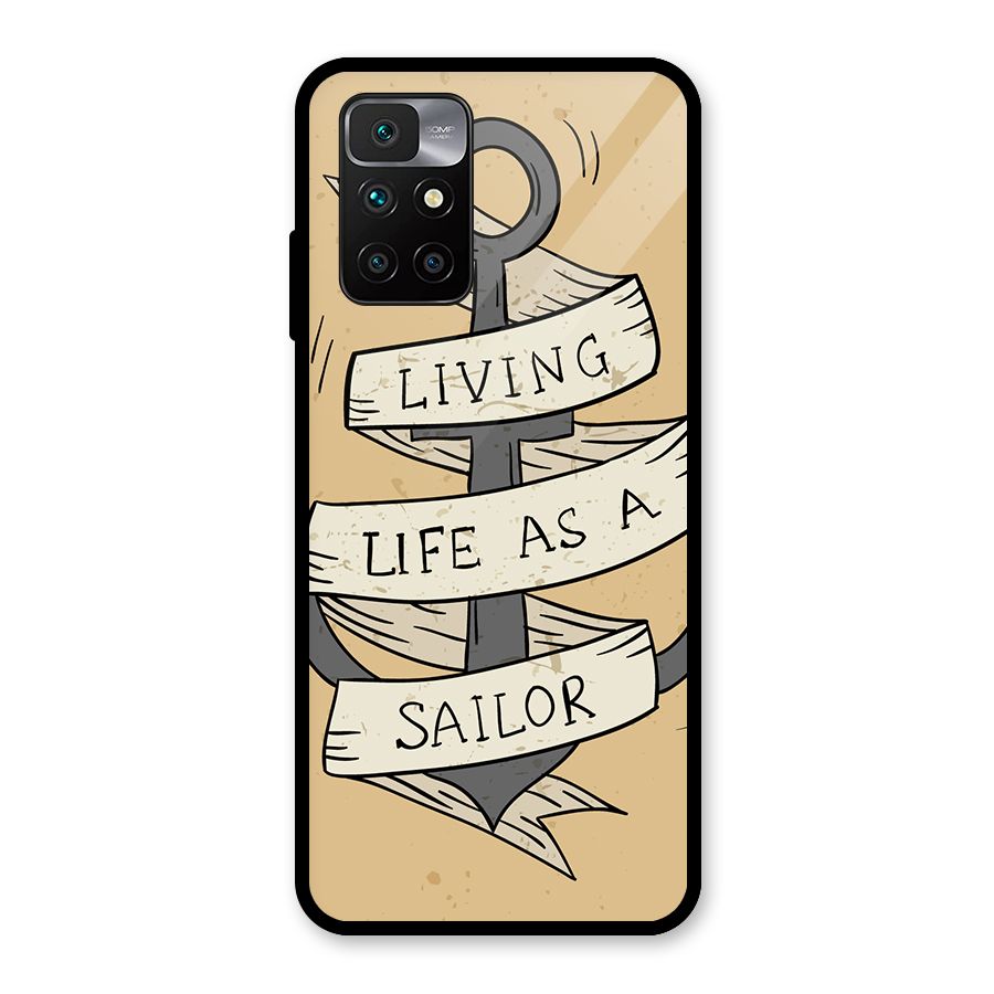 Old School Anchor Glass Back Case for Redmi 10 Prime