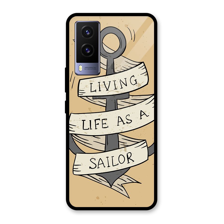 Old School Anchor Glass Back Case for Vivo V21e 5G