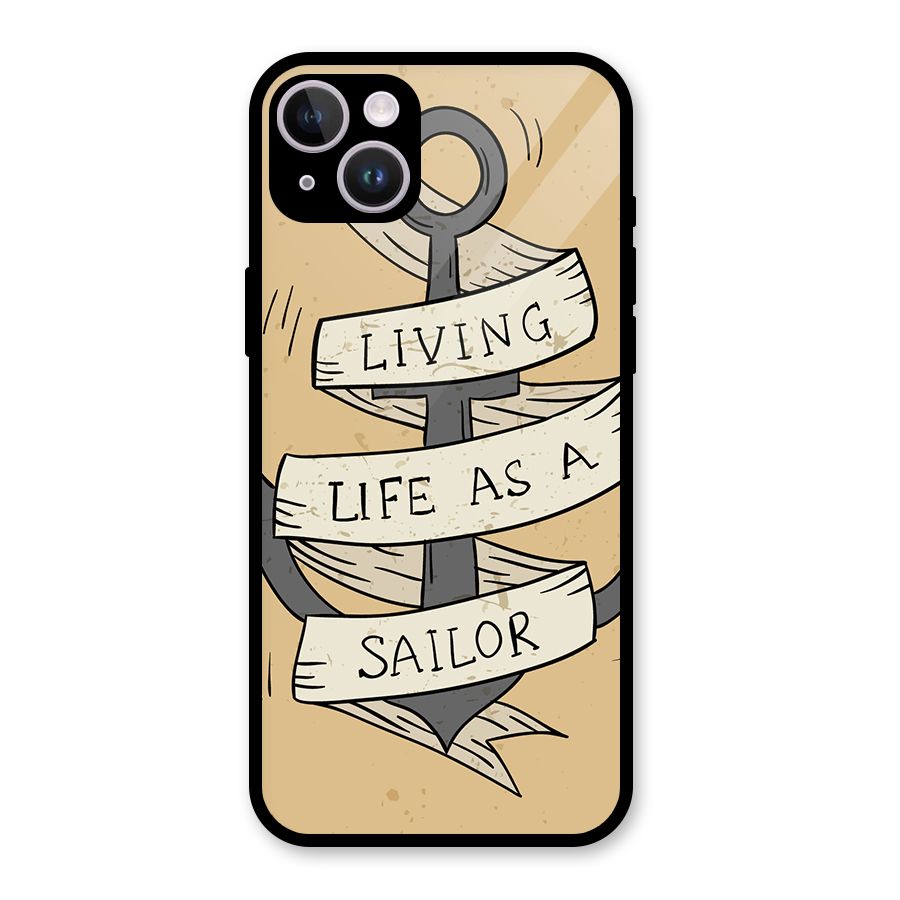 Old School Anchor Glass Back Case for iPhone 14 Plus