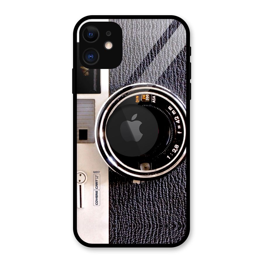 Old School Camera Glass Back Case for iPhone 11 Logo Cut