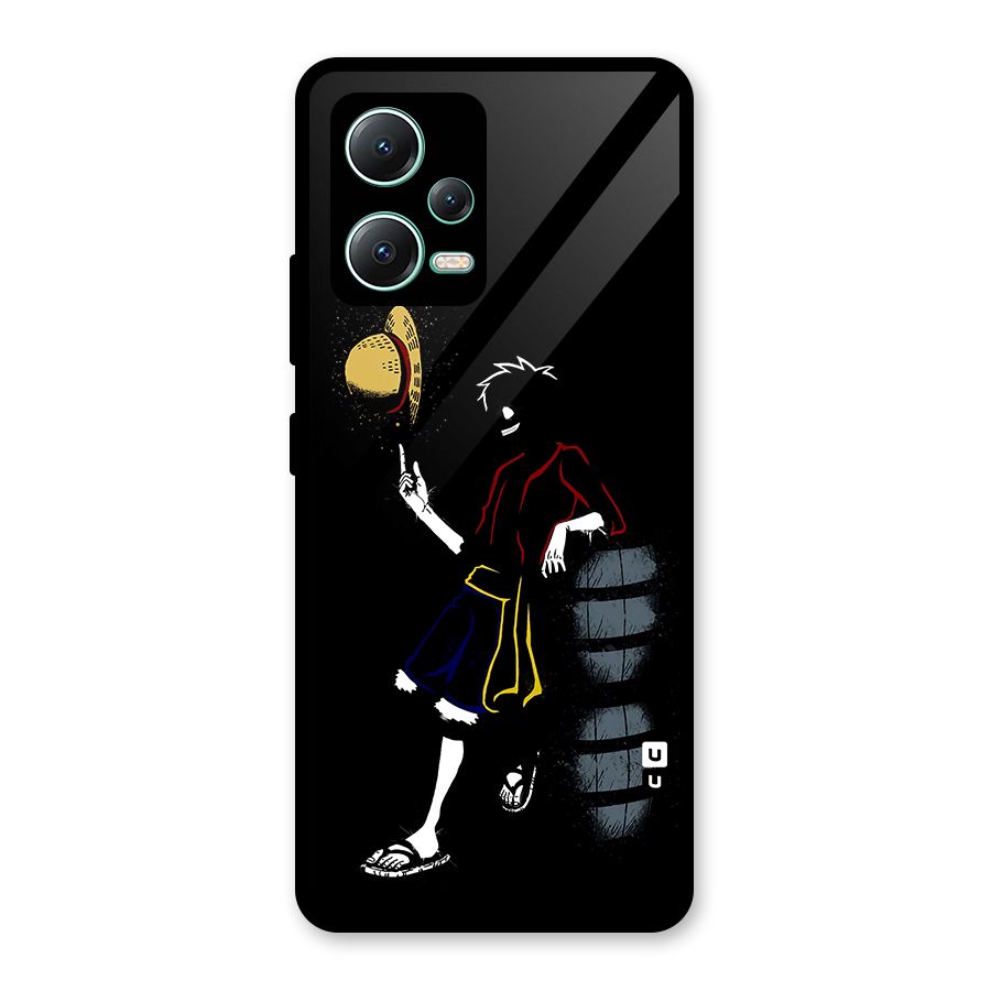 One Piece Luffy Style Glass Back Case for Redmi Note 12 5G