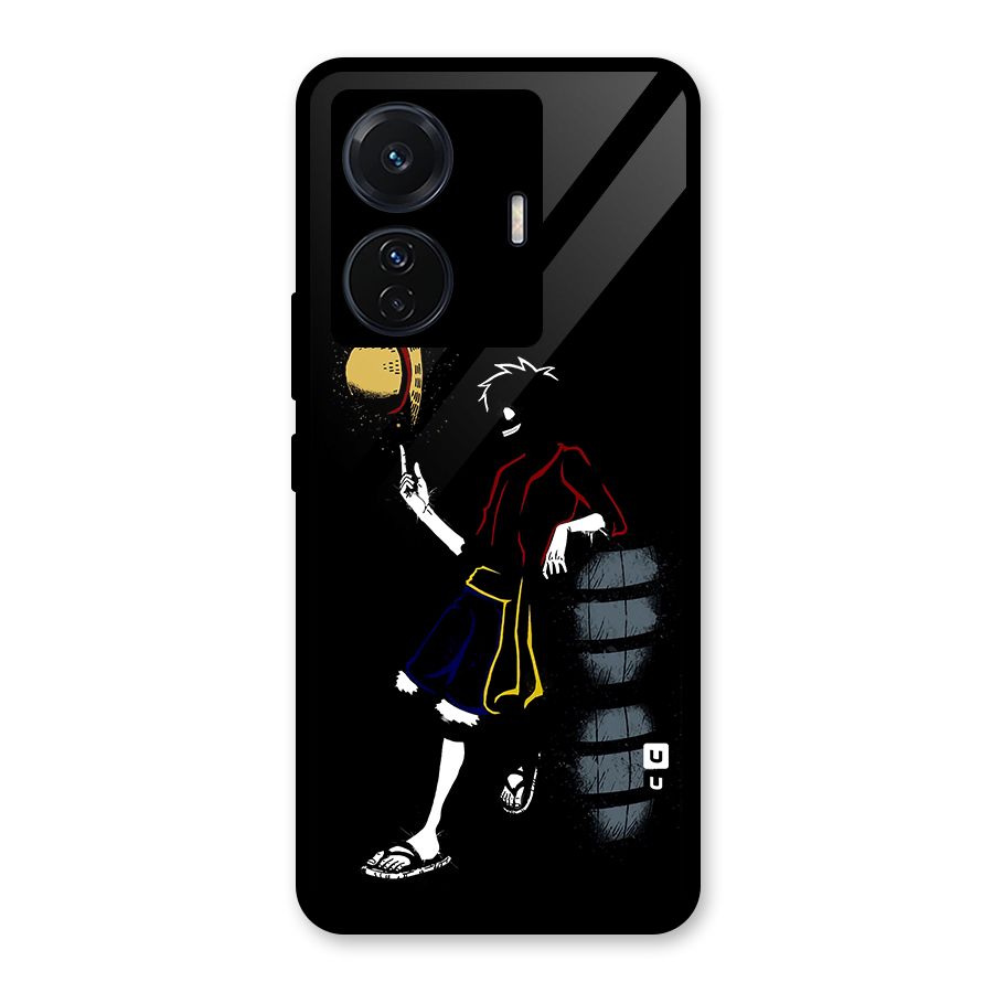 One Piece Luffy Style Glass Back Case for Vivo T1 Pro