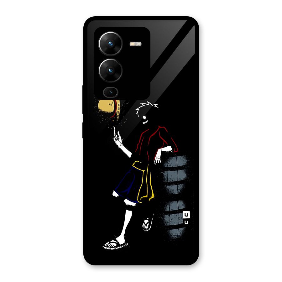 One Piece Luffy Style Glass Back Case for Vivo V25 Pro