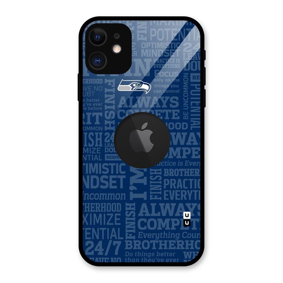 Optimistic Blue Glass Back Case for iPhone 11 Logo Cut