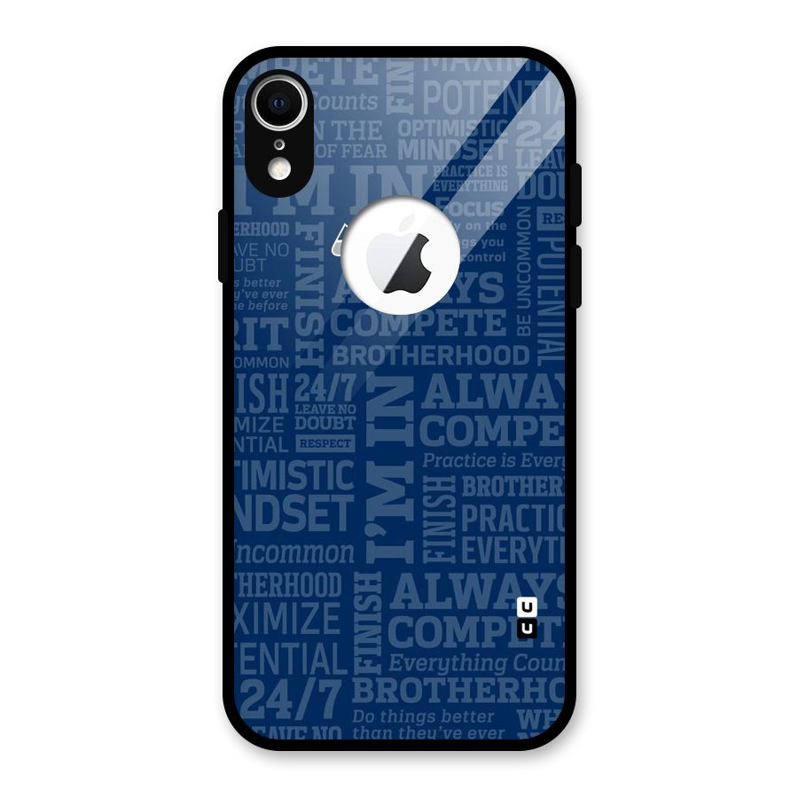 Optimistic Blue Glass Back Case for iPhone XR Logo Cut