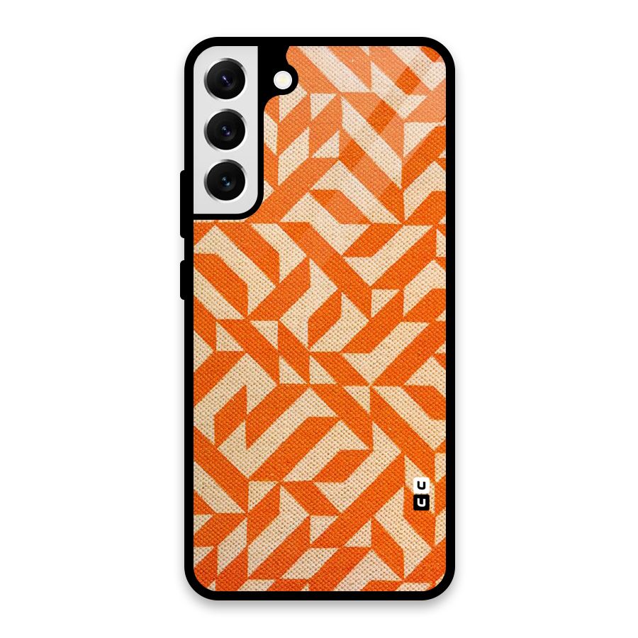 Orange Beige Pattern Glass Back Case for Galaxy S22 Plus 5G