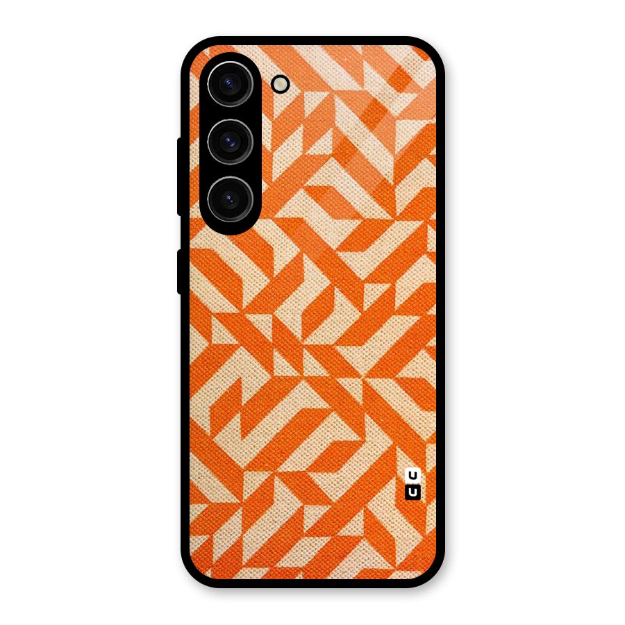 Orange Beige Pattern Glass Back Case for Galaxy S23
