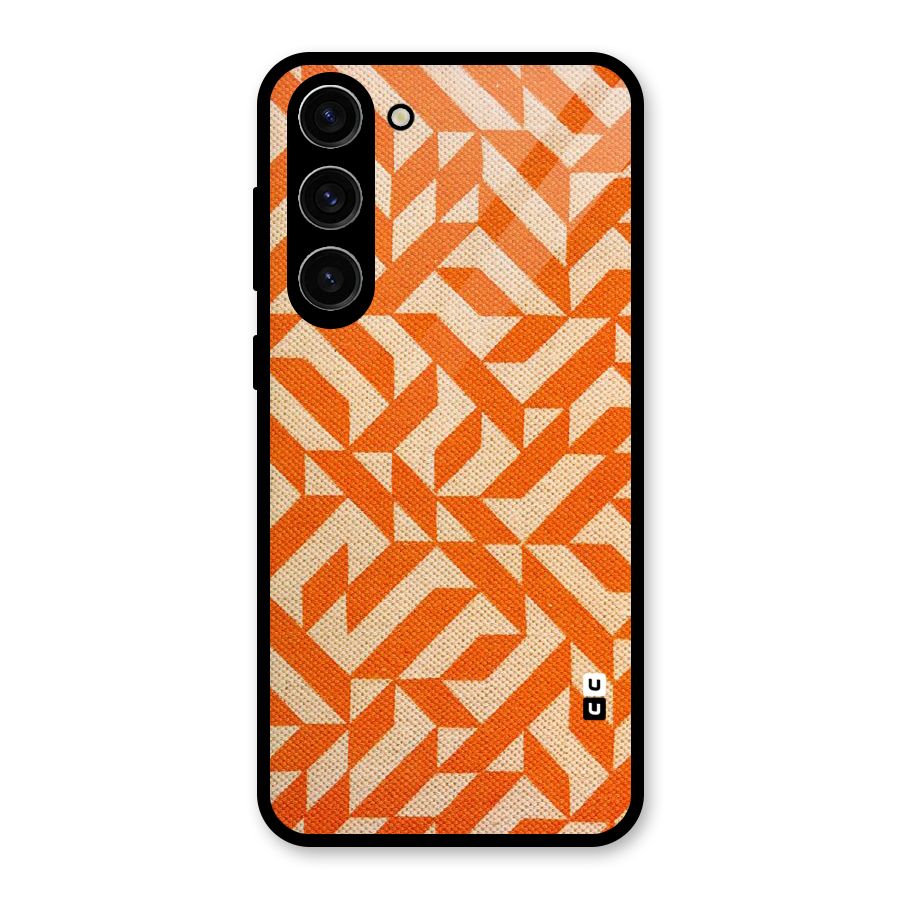 Orange Beige Pattern Glass Back Case for Galaxy S23 Plus