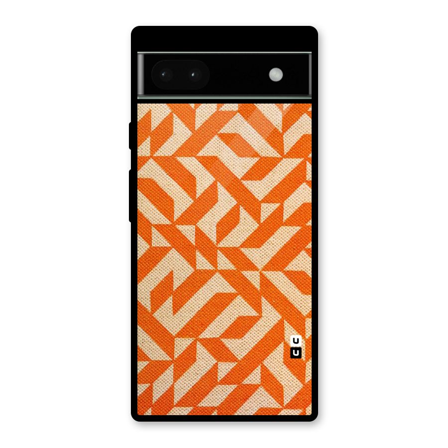 Orange Beige Pattern Glass Back Case for Google Pixel 6a