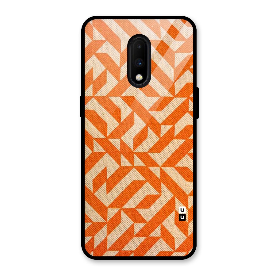 Orange Beige Pattern Glass Back Case for OnePlus 7