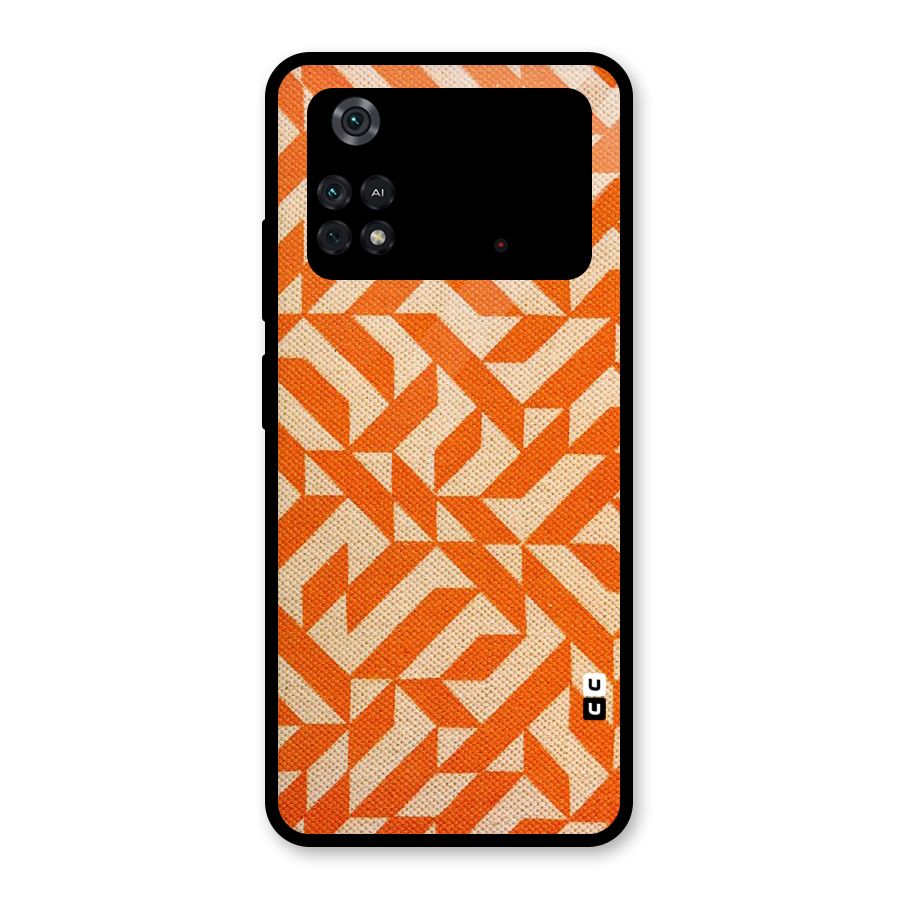 Orange Beige Pattern Glass Back Case for Poco M4 Pro 4G