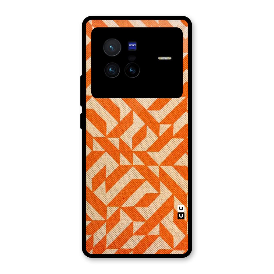 Orange Beige Pattern Glass Back Case for Vivo X80