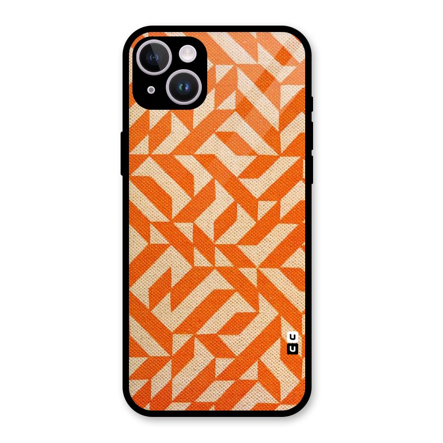 Orange Beige Pattern Glass Back Case for iPhone 14 Plus