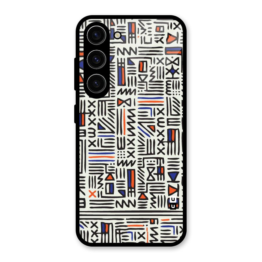 Orange Blue Number Glass Back Case for Galaxy S23