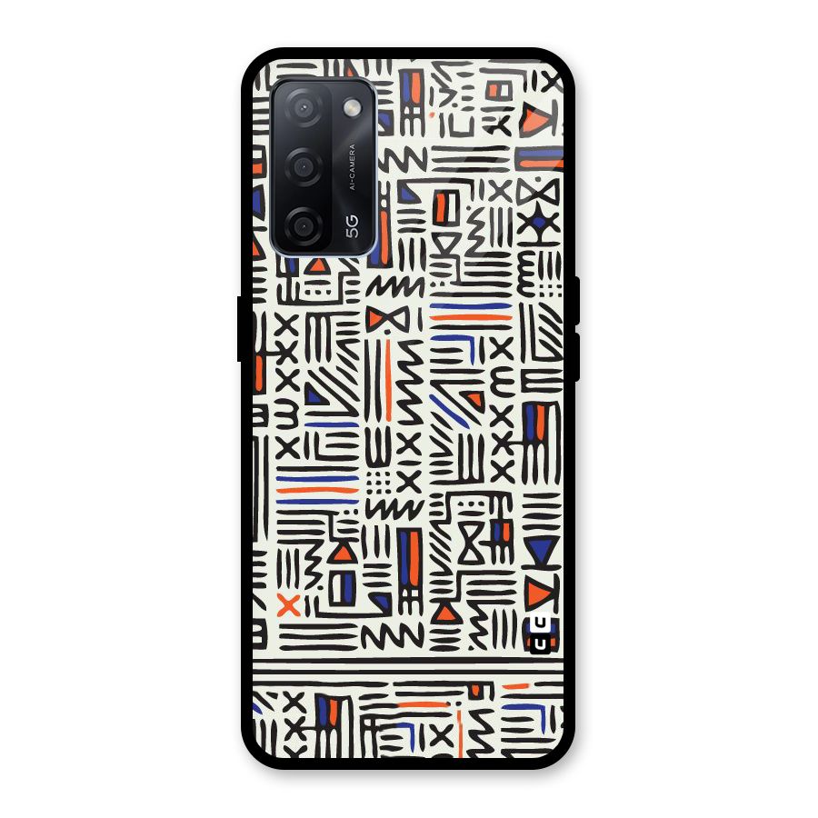 Orange Blue Number Glass Back Case for Oppo A53s 5G