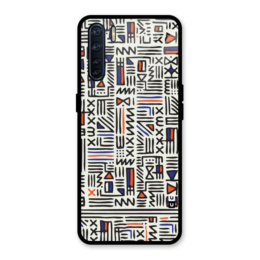 Orange Blue Number Glass Back Case for Oppo F15