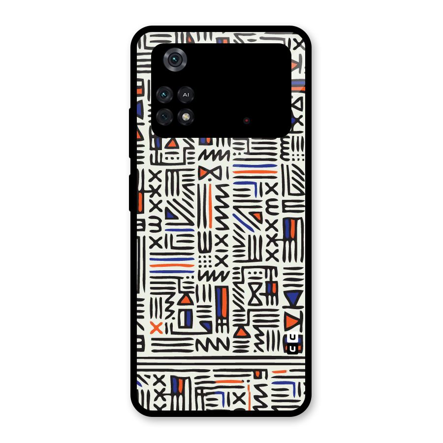 Orange Blue Number Glass Back Case for Poco M4 Pro 4G