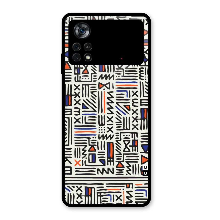Orange Blue Number Glass Back Case for Poco X4 Pro 5G