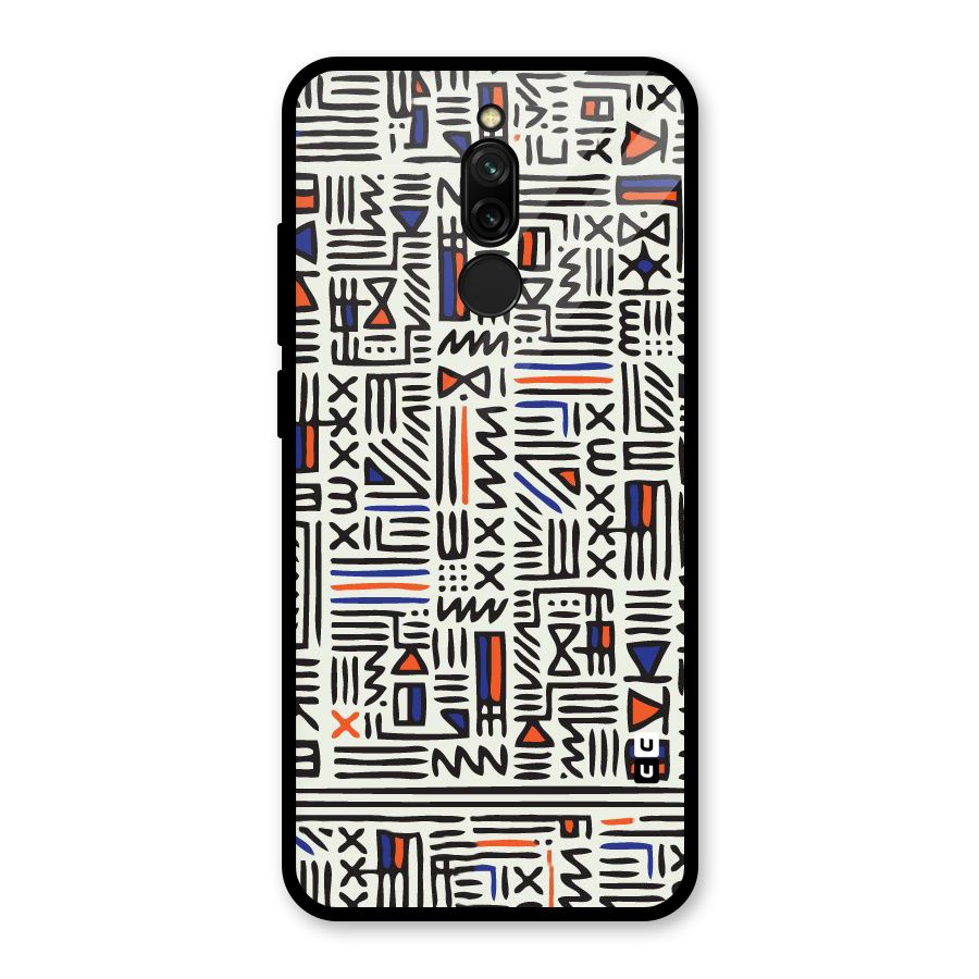 Orange Blue Number Glass Back Case for Redmi 8