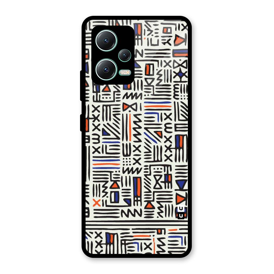 Orange Blue Number Glass Back Case for Redmi Note 12 5G