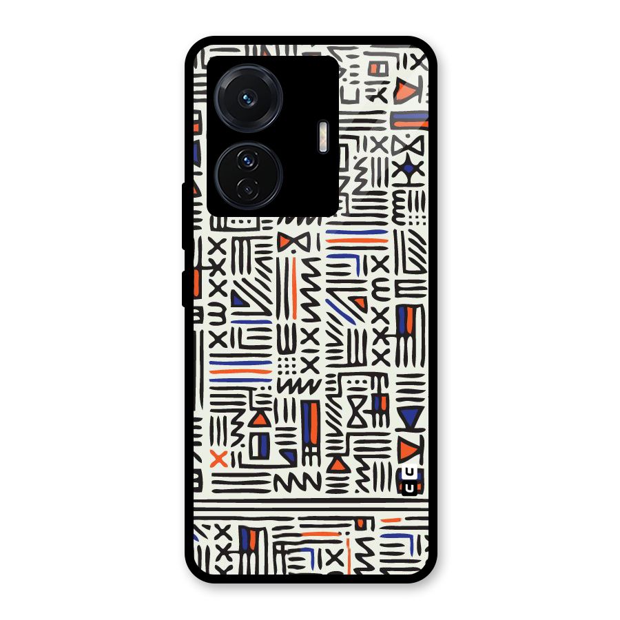 Orange Blue Number Glass Back Case for Vivo T1 Pro
