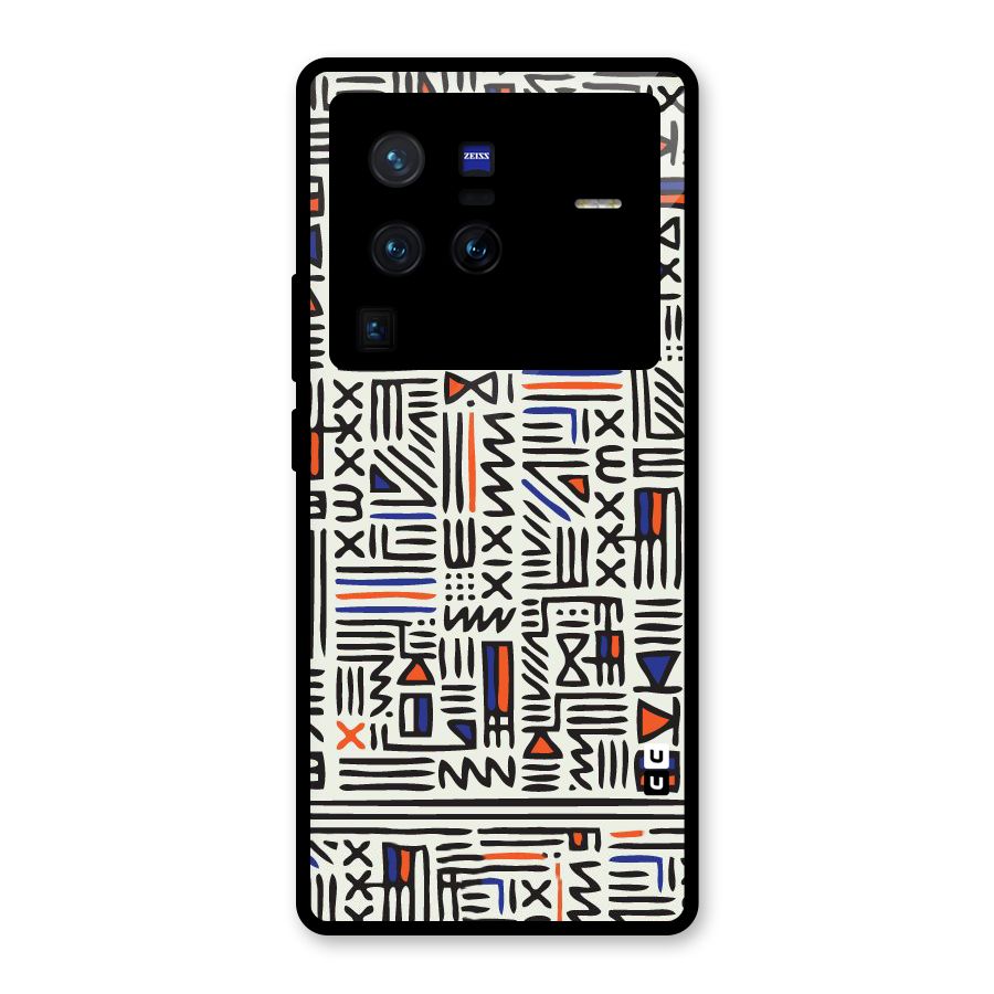 Orange Blue Number Glass Back Case for Vivo X80 Pro