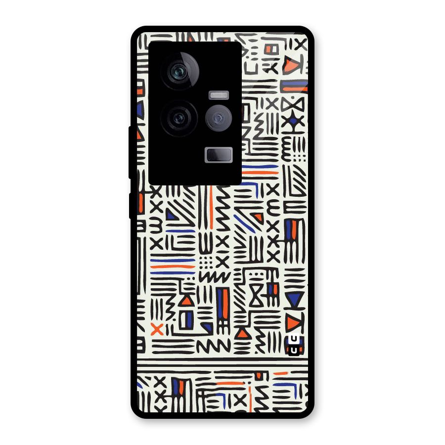 Orange Blue Number Glass Back Case for Vivo iQOO 11 5G