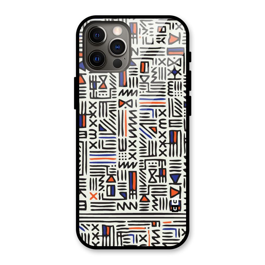 Orange Blue Number Glass Back Case for iPhone 12 Pro