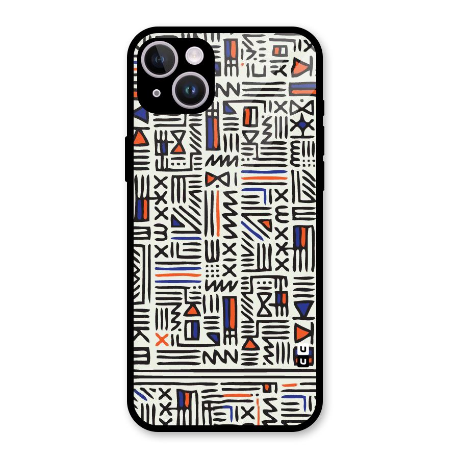 Orange Blue Number Glass Back Case for iPhone 14 Plus
