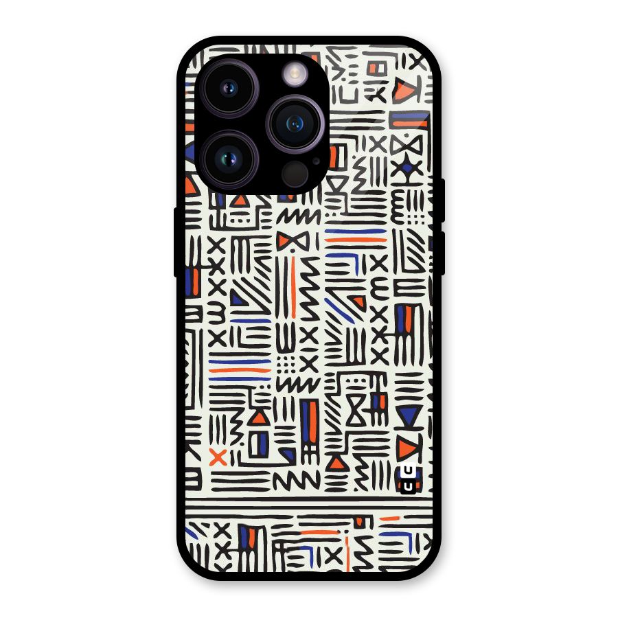 Orange Blue Number Glass Back Case for iPhone 14 Pro