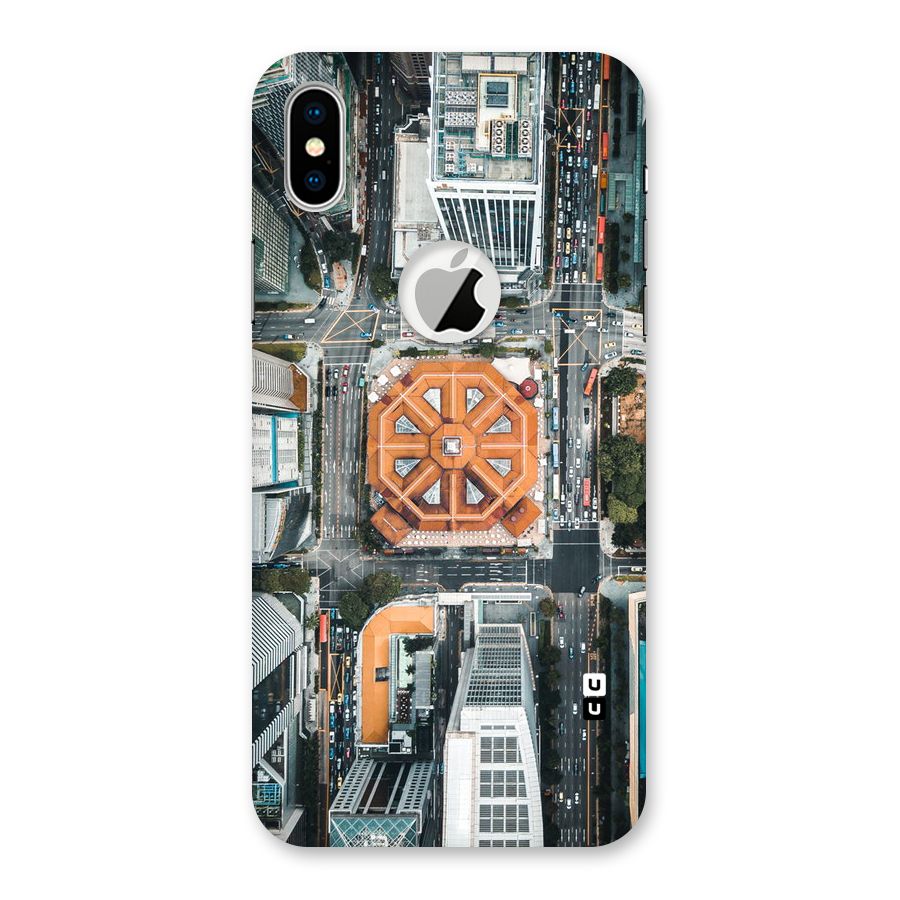 Orange Dome Back Case for iPhone X Logo Cut