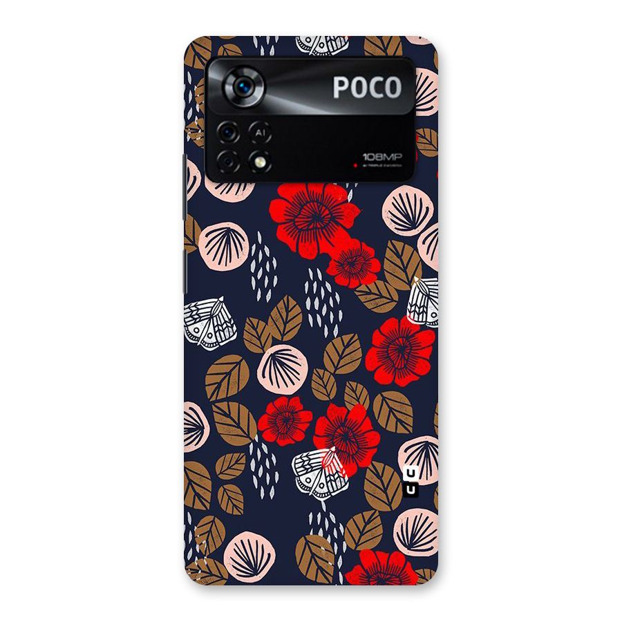 Orange Flora Back Case for Poco X4 Pro 5G