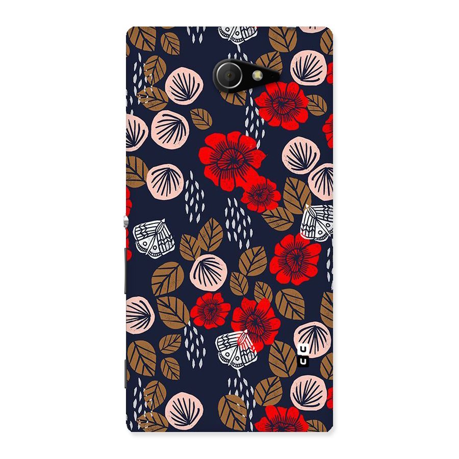 Orange Flora Back Case for Sony Xperia M2