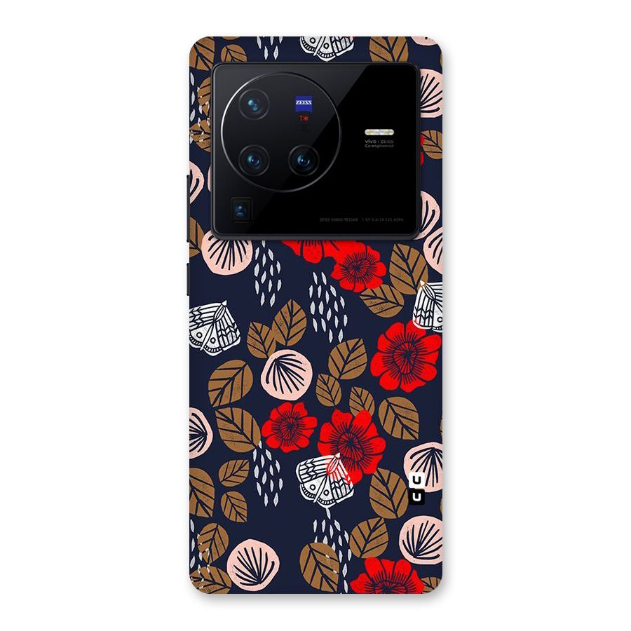 Orange Flora Back Case for Vivo X80 Pro