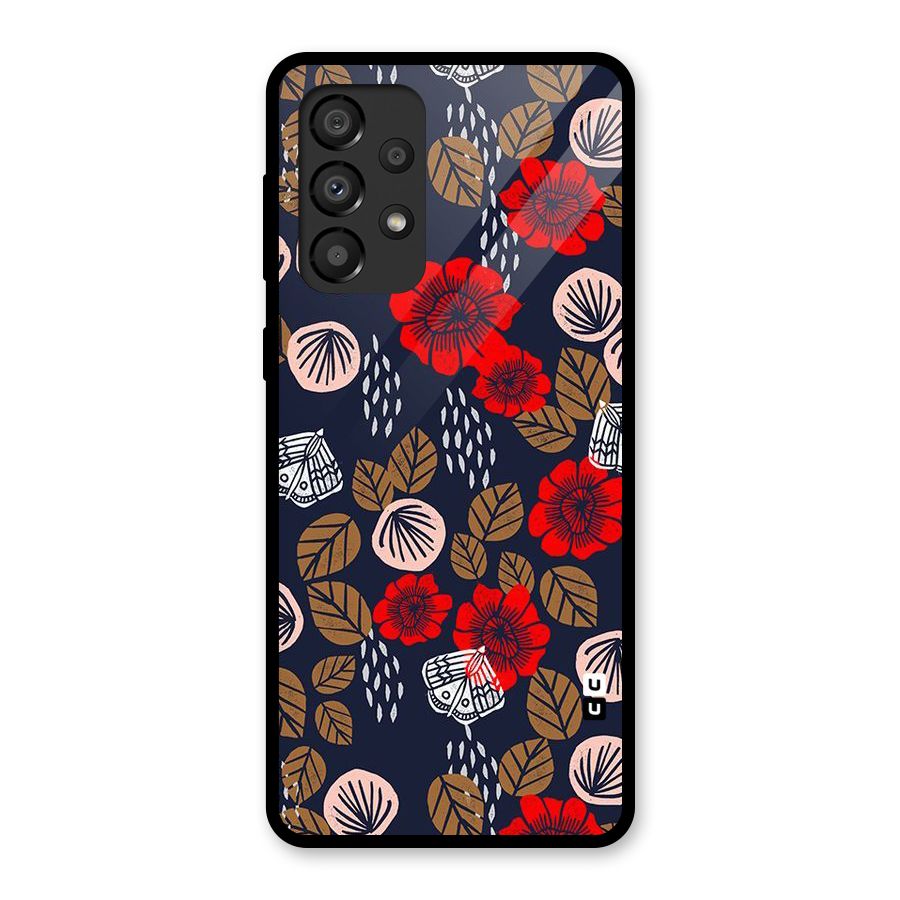 Orange Flora Glass Back Case for Galaxy A33 5G