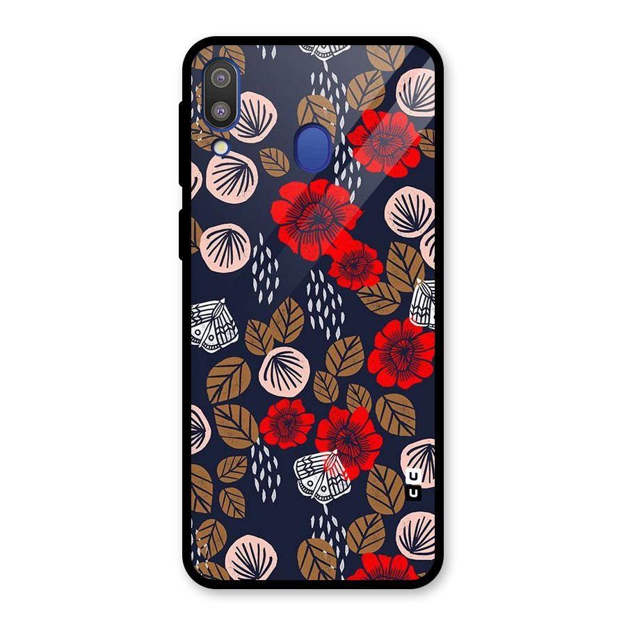 Orange Flora Glass Back Case for Galaxy M20