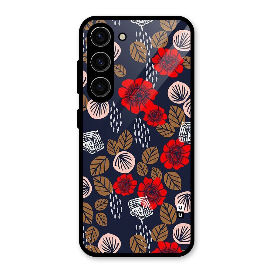 Orange Flora Glass Back Case for Galaxy S23