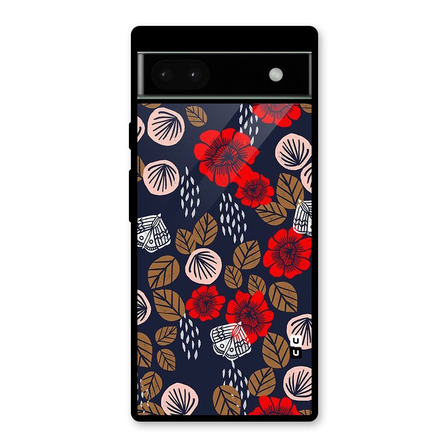 Orange Flora Glass Back Case for Google Pixel 6a