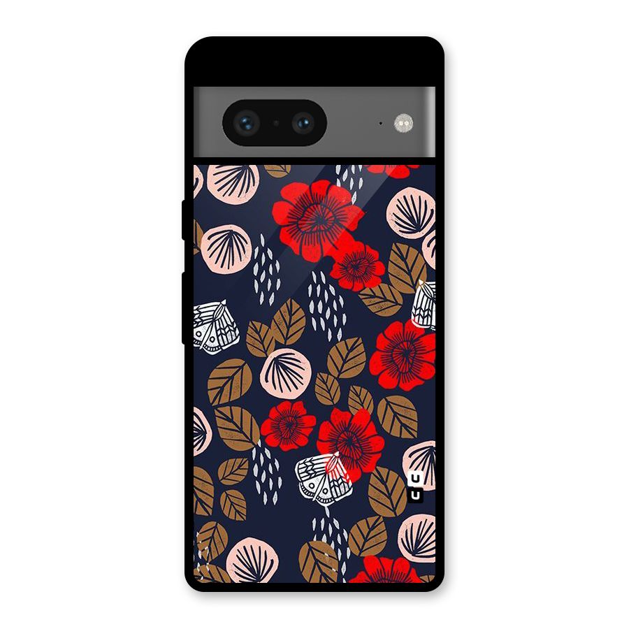 Orange Flora Glass Back Case for Google Pixel 7