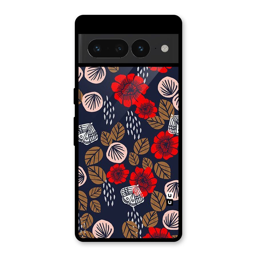 Orange Flora Glass Back Case for Google Pixel 7 Pro