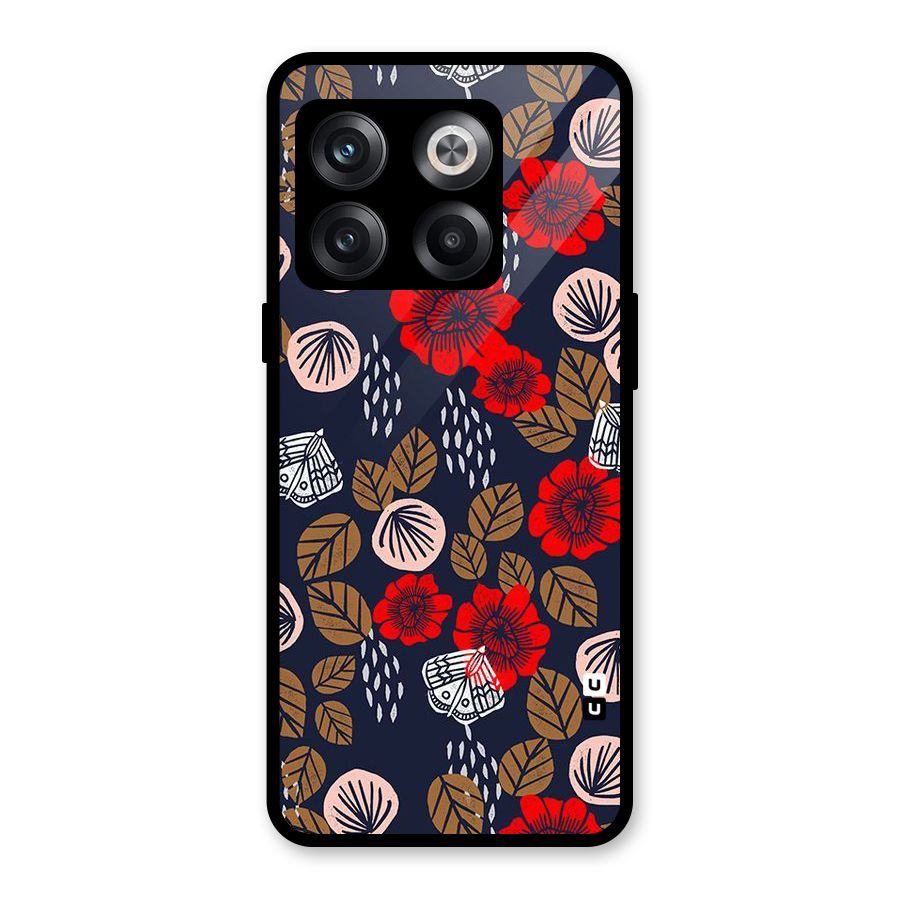 Orange Flora Glass Back Case for OnePlus 10T
