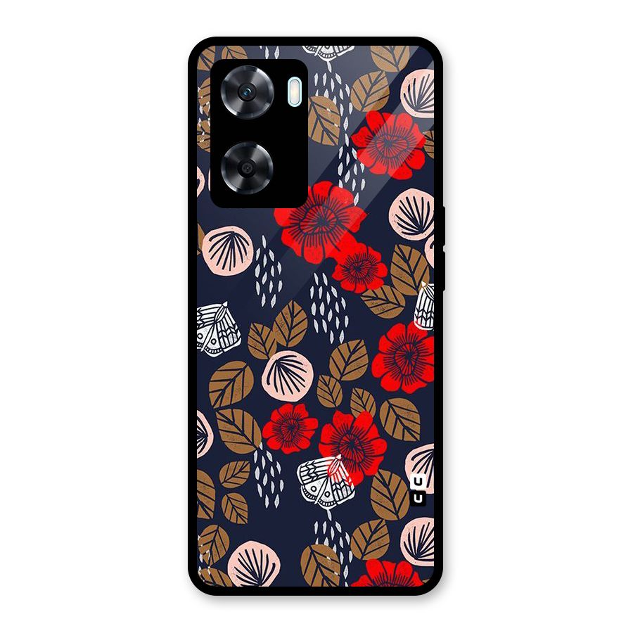 Orange Flora Glass Back Case for Oppo A77