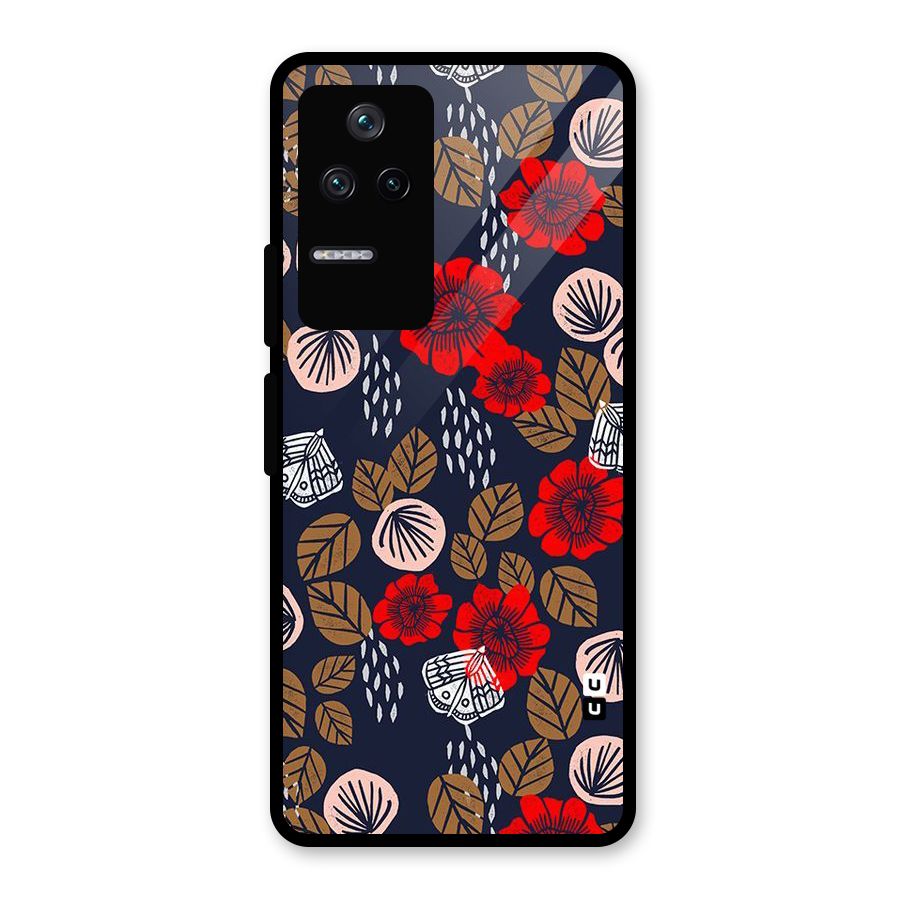 Orange Flora Glass Back Case for Poco F4 5G