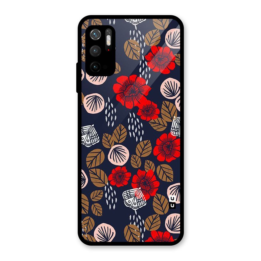 Orange Flora Glass Back Case for Poco M3 Pro 5G