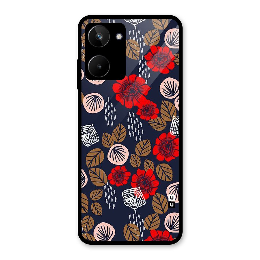 Orange Flora Glass Back Case for Realme 10