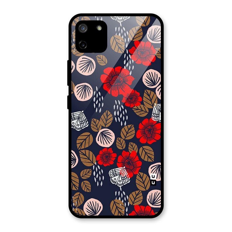 Orange Flora Glass Back Case for Realme C11