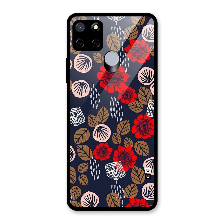 Orange Flora Glass Back Case for Realme Narzo 20