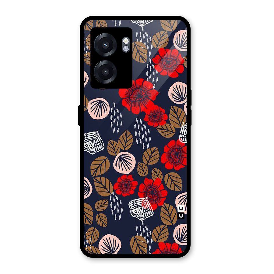 Orange Flora Glass Back Case for Realme Narzo 50 5G