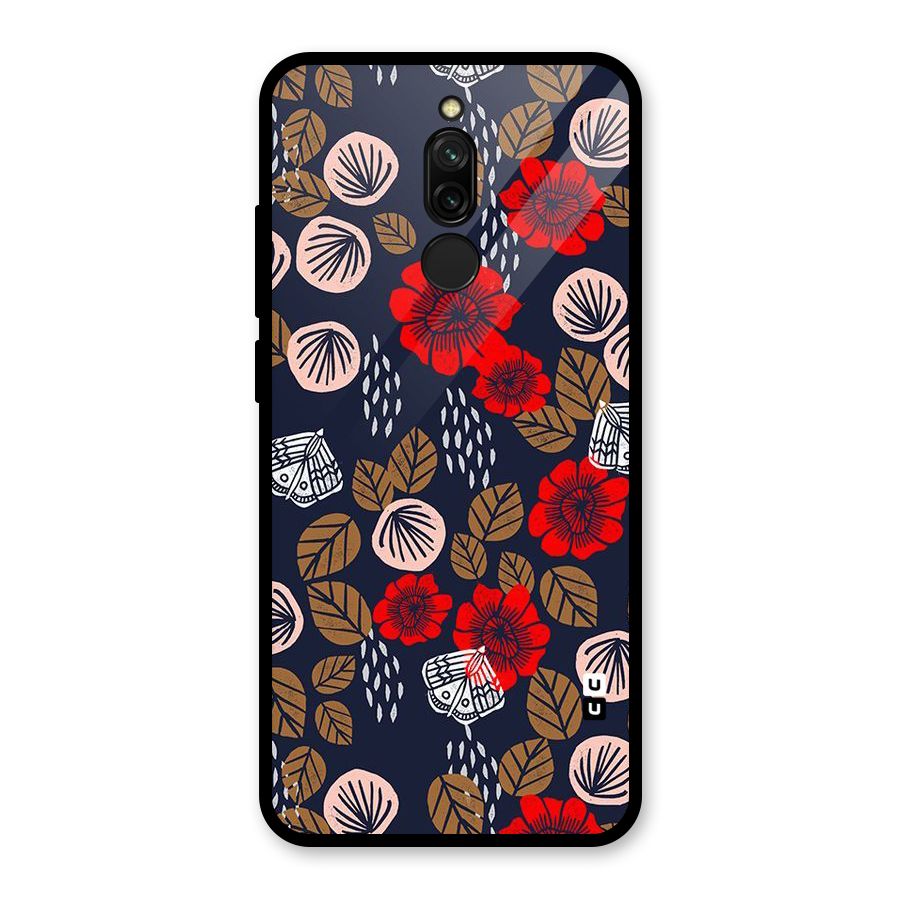 Orange Flora Glass Back Case for Redmi 8